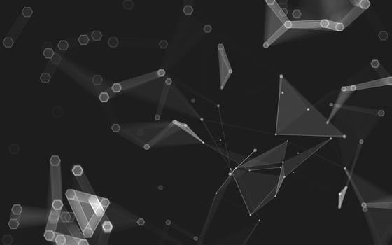 Abstract polygonal space low poly dark background with connecting dots and lines. Connection structure. 3d rendering