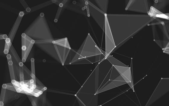 Abstract polygonal space low poly dark background with connecting dots and lines. Connection structure. 3d rendering