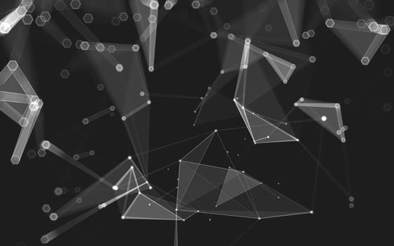 Abstract polygonal space low poly dark background with connecting dots and lines. Connection structure. 3d rendering