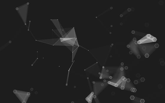 Abstract polygonal space low poly dark background with connecting dots and lines. Connection structure. 3d rendering