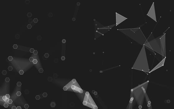 Abstract polygonal space low poly dark background with connecting dots and lines. Connection structure. 3d rendering