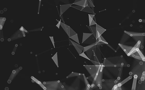 Abstract polygonal space low poly dark background with connecting dots and lines. Connection structure. 3d rendering