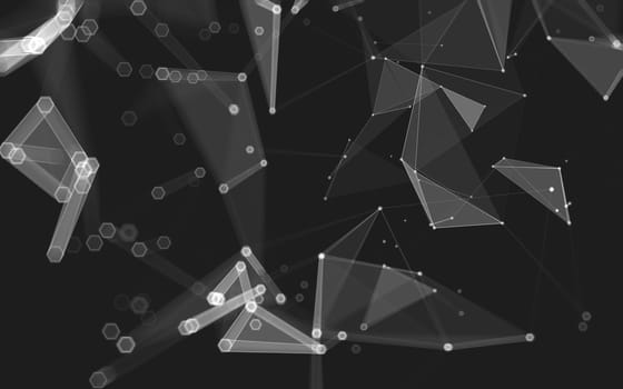 Abstract polygonal space low poly dark background with connecting dots and lines. Connection structure. 3d rendering