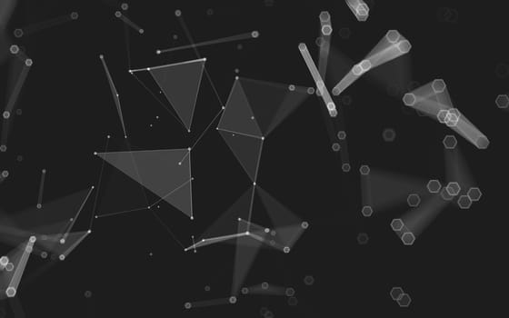 Abstract polygonal space low poly dark background with connecting dots and lines. Connection structure. 3d rendering