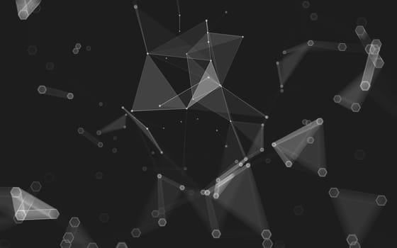 Abstract polygonal space low poly dark background with connecting dots and lines. Connection structure. 3d rendering