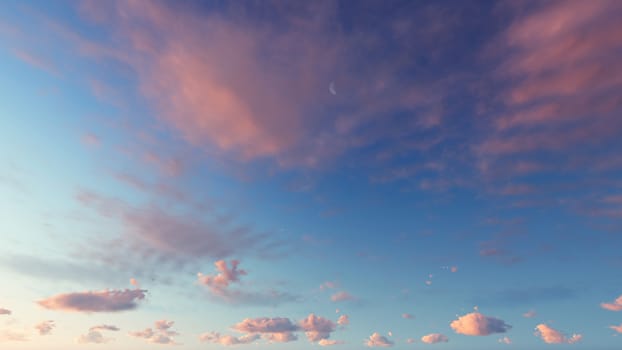 Cloudy blue sky abstract background, blue sky background with tiny clouds, 3d rendering

