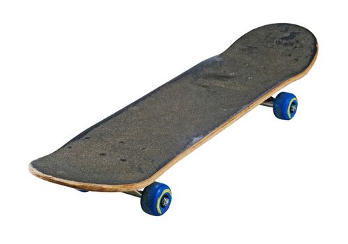 Teenagers fine ride. A grungy well used skateboard isolated