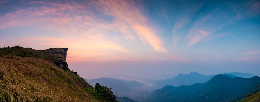 sunrise rock mountains  Phu Chi Fa View Point at Thoeng District, Chiang Rai Province,Thailand