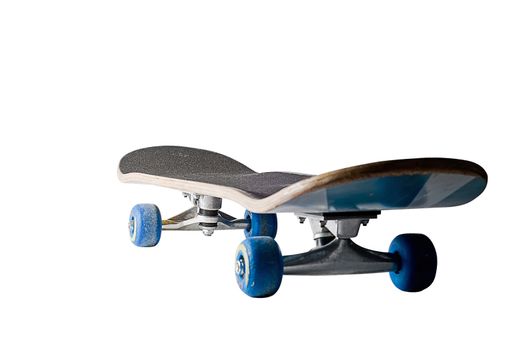 Grungy skateboard, rough from hard extreme use. Too Cool! Isolated on white with a clipping path for easy removal.