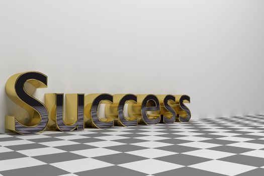 Success wording illustration rendered with glossy gold letters