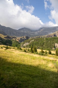 Italian vacation in high mountains of Alps to hike nature  trail