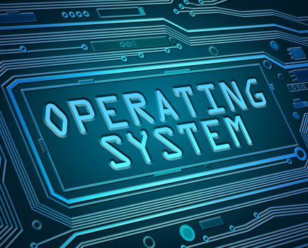 Abstract style illustration depicting printed circuit board components with an operating system concept.