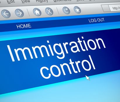 Illustration depicting a computer screen capture with an immigration control concept.