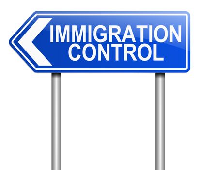 Illustration depicting a sign with an immigration control concept.
