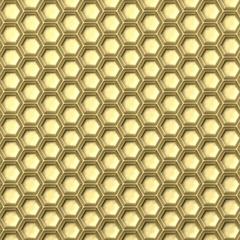 Golden honeycomb. Abstract background. 3D illustration isolated on white background