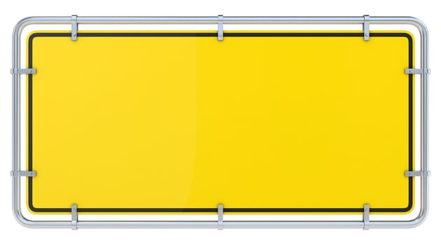 Blank framed warning sign. 3D render illustration isolated on white background