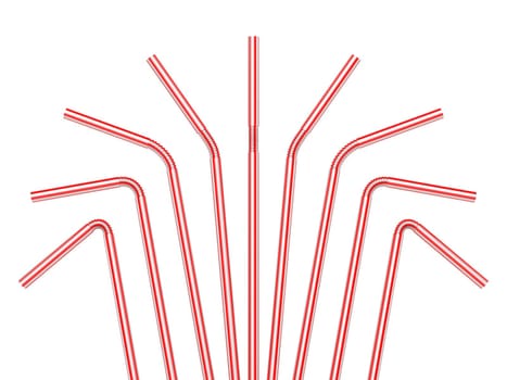 Drinking straws isolated on a white background. 3D render illustration.