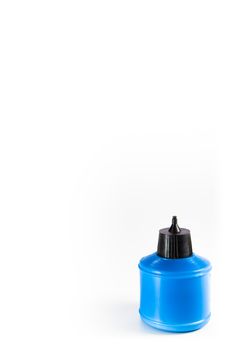 plastic blue  glue container isolated on white