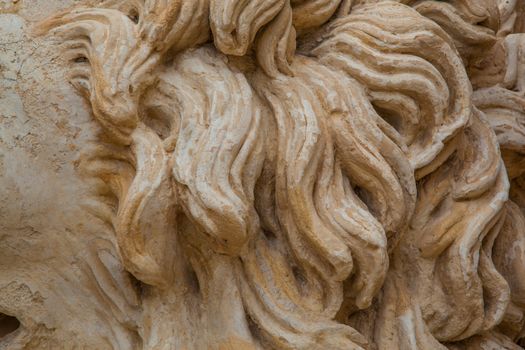 Rocky and ancient lion mane damaged by the weather