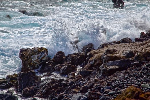 Powerful waves smashing over the rocks