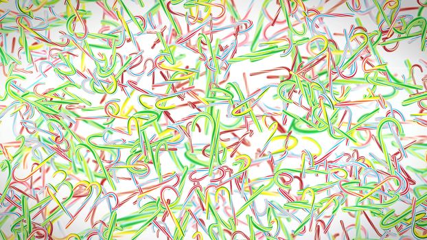 3D rendering of Christmas peppermint candy cane with stripes.