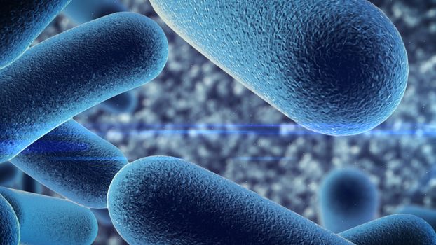 3d rendering of a bacteria under microscope