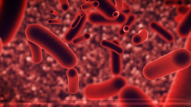 3D rendering of Bacteria infection under microscope. 