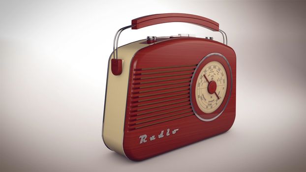 3D rendering of Red Radio receiver in perspective view