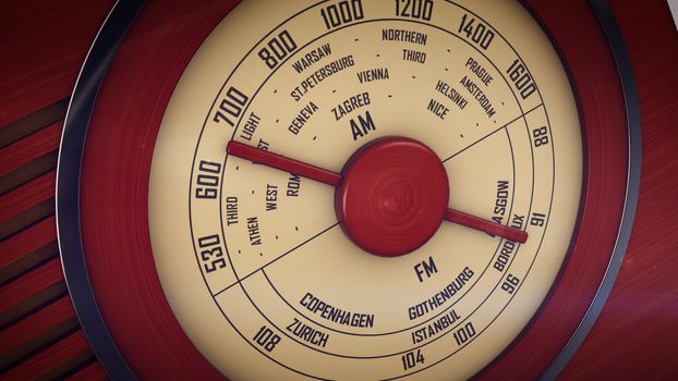 3d rendering of Screen  Retro old radio receiver