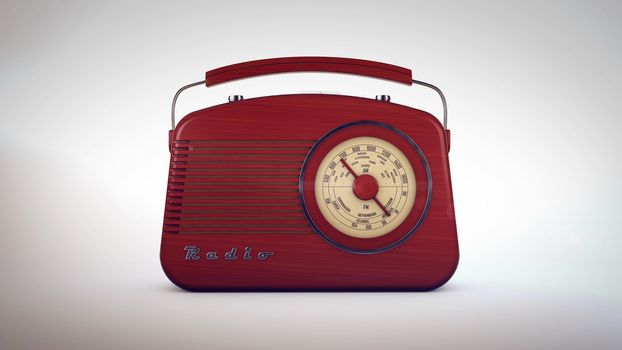3d rendering of Retro old radio receiver on white background.