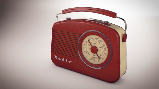 3D rendering of Red Radio receiver in perspective view