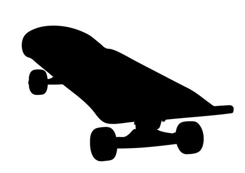 Skateboard silhouette of a young mans fine ride.