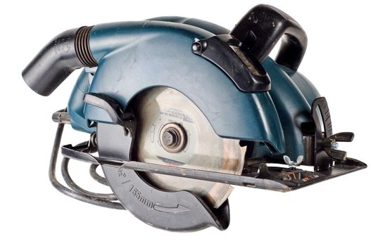 Most common of all power tools, circular saw isolated on a white background.