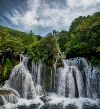 nice Plitvice Lakes national park waterfall, Plitvica, croatia