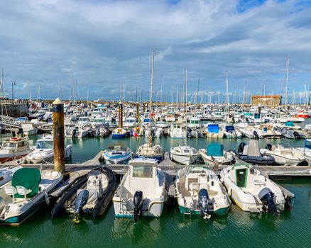 Boats in the port of l'Herbaudière on Noirmoutier Island, France