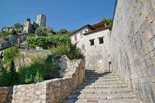 nice Panoramic view of Pocitelj, medieval city in Bosnia and Hercegovina