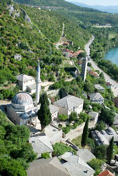 nice Panoramic view of Pocitelj, medieval city in Bosnia and Hercegovina