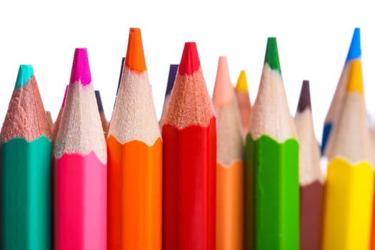 colored pencils close-up while lying in a row
