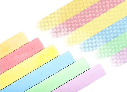 set of colored crayons on a white background
