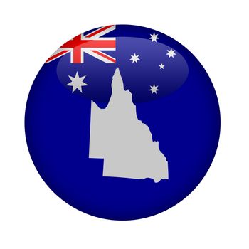 Australia state of Queensland map button on a white background.