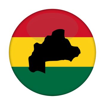 Burkina map on a Rastafarian flag button, white background.