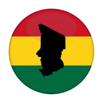 Chad map on a Rastafarian flag button, white background.
