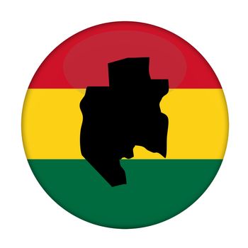 Gabon map on a Rastafarian flag button, white background.