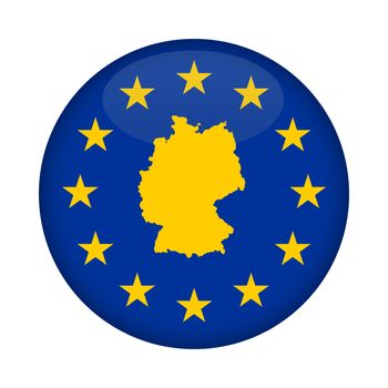 Germany map on a European Union flag button isolated on a white background.