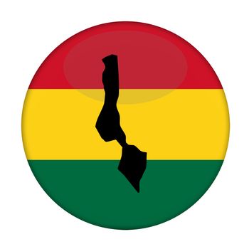 Malawi map on a Rastafarian flag button, white background.