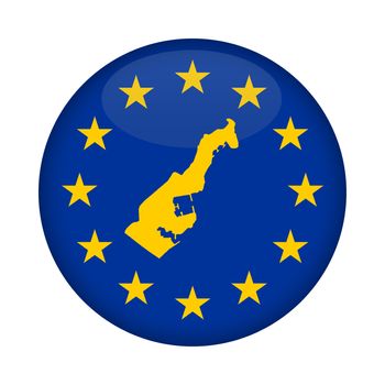 Monaco map on a European Union flag button isolated on a white background.