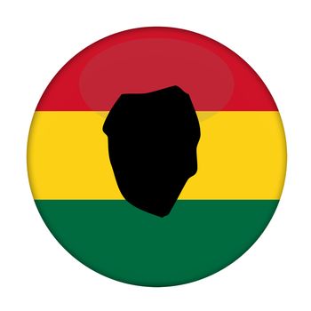 Sierra Leone map on a Rastafarian flag button, white background.