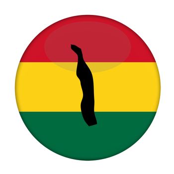 Togo map on a Rastafarian flag button, white background.