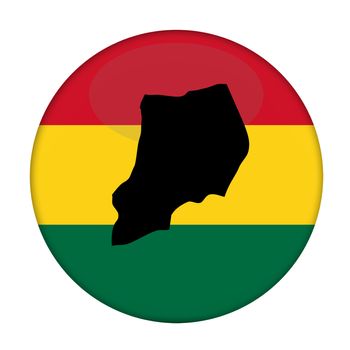 Uganda map on a Rastafarian flag button, white background.