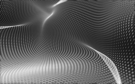 Abstract polygonal space low poly dark background with connecting dots and lines. Connection structure. 3d rendering